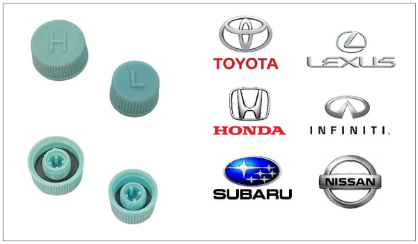 Колпачки на заправочный порт кондиционера "L+H" на Toyota,Lexus,Nissan ...