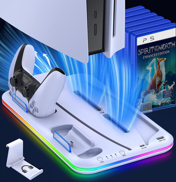 Охлаждающая станция для PS5 с RGB-подсветкой, зарядная станция с двумя ...
