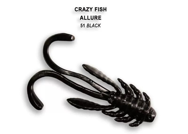 Приманка силиконовая Crazy Fish ALLURE 1.6 40мм #51 Black, Кальмар 8шт ...