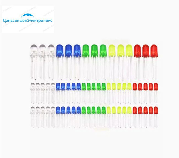 Светодиод 5 мм: 5 красных, зеленых, желтых, синих и белых встроенных ...