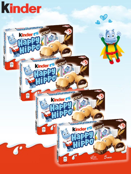 Батончики Киндер Хэппи Хиппо Какао/ Kinder Happy Hippo Cacao 104 гр* 4 ...