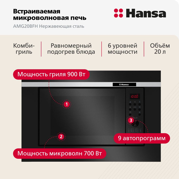 Микроволновая печь Hansa AMG20BFH - купить по низким ценам в интернет ...