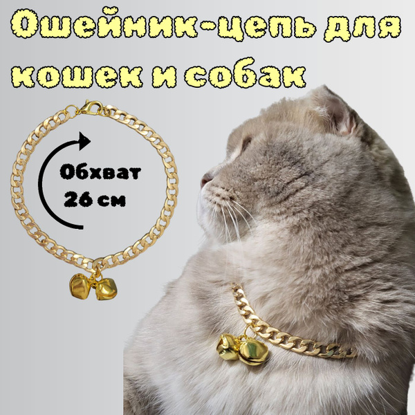 Ошейник цепь для кошек с колокольчиком / ошейник - цепочка для кошек и ...