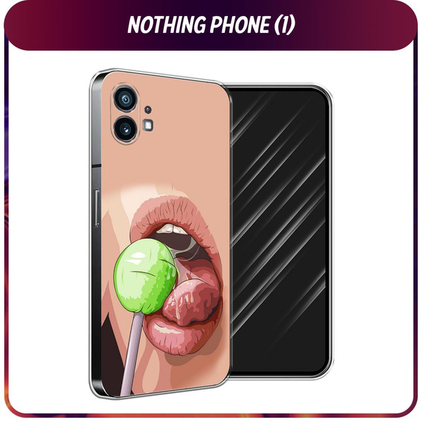 Силиконовый чехол на Nothing Phone 1 / Нотинг Фон 1 - "Губы и чупа-чупс ...