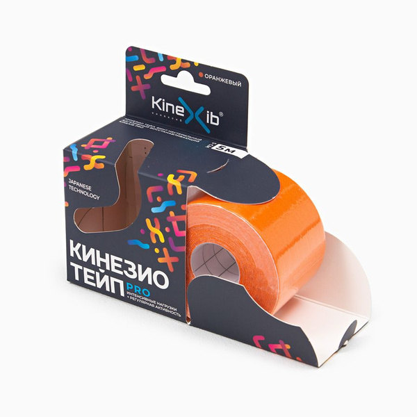 Кинезиотейп KineXib PRO, тейпы для тела, тейп лента 5м*5см, оранжевый ...