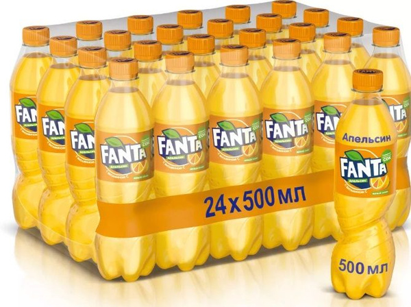 Fanta / Газированный напиток Fanta апельсин, 24 бутылок по 500 мл ...
