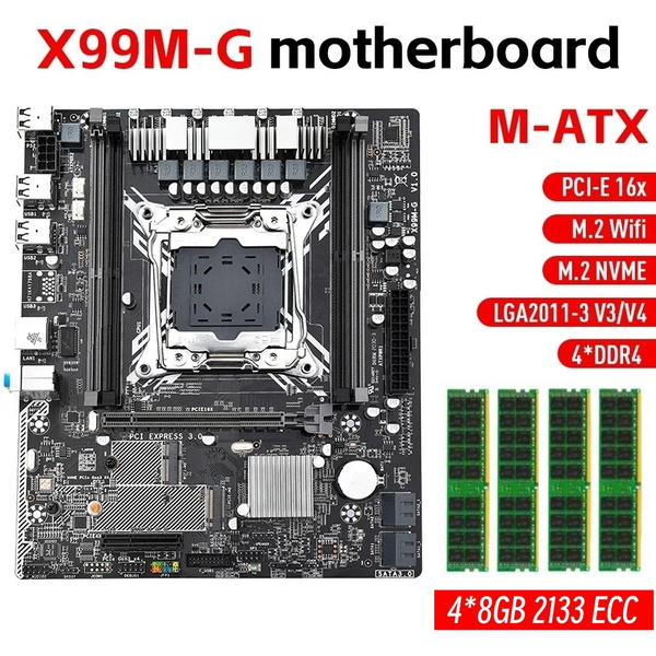 Материнская плата JINGSHA X99M-G H81 2011-3 DDR4 M-ATX + 4*8gb 2133 ECC ...