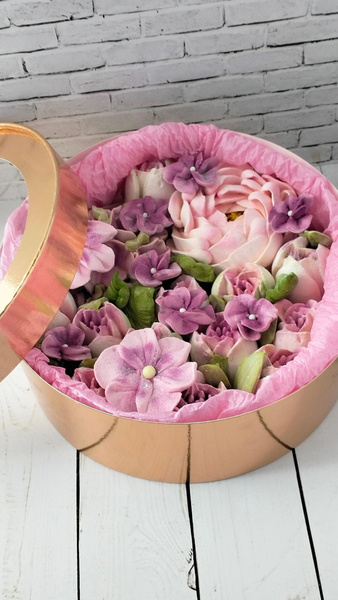 Подарочный набор зефирных цветов букет в коробке - купить с доставкой ...