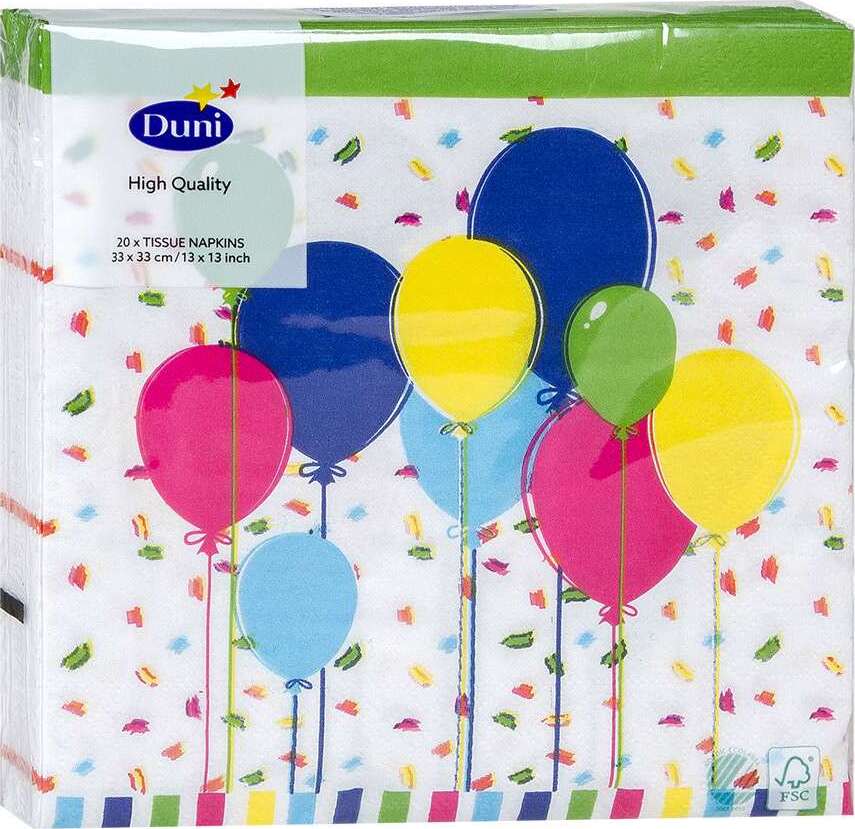 фото Салфетки бумажные Duni Balloons And Confet, 33 х 33см