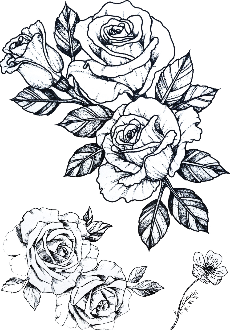 эскизы татуировок розы