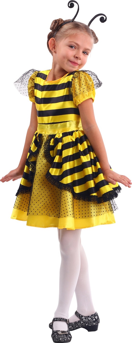 фото Карнавальный костюм Пчелка платье, ободок размер размер 128-64 Пуговка