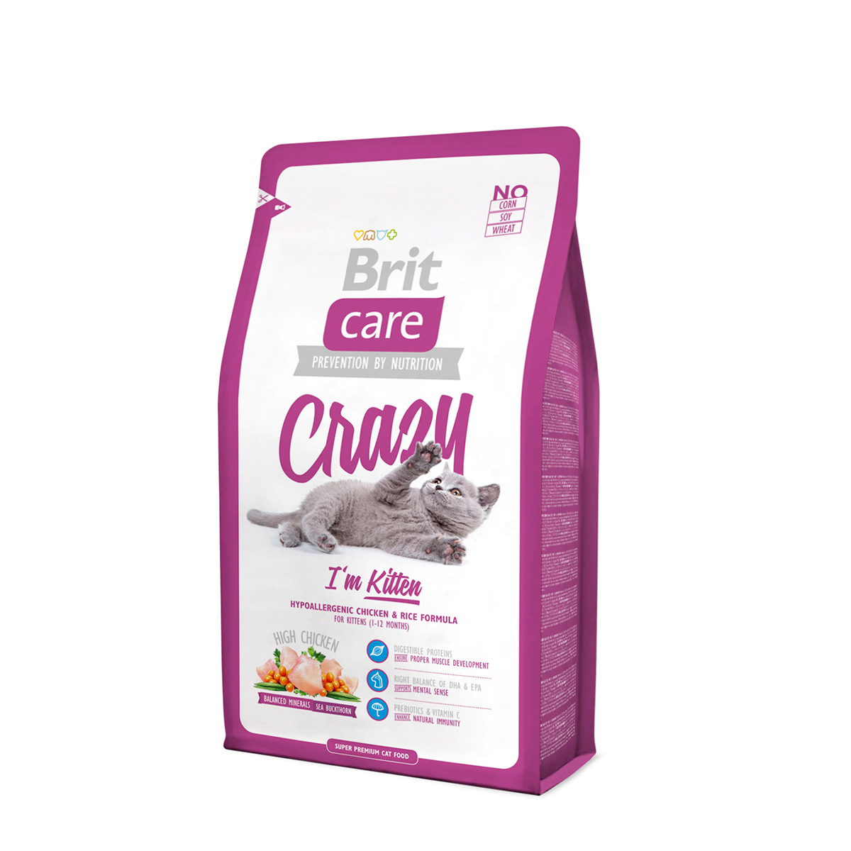 Сухой корм Brit Care Cat Crazy Kitten для котят, беременных и кормящих кошек, 2 кг