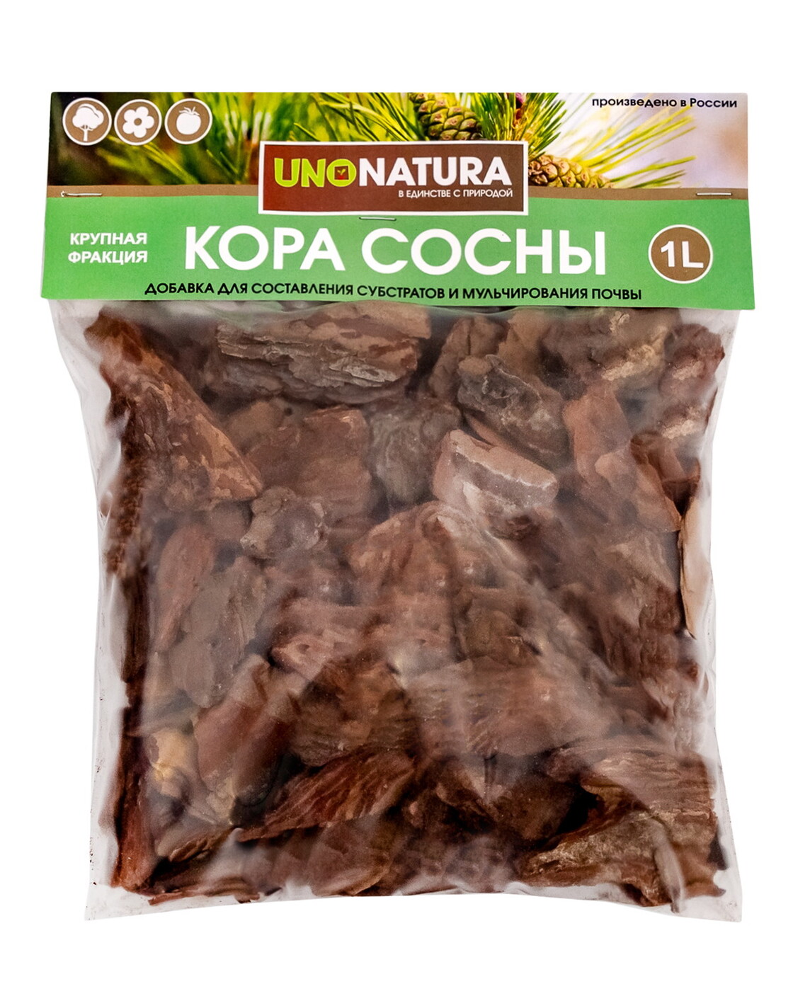 Кора сосны UNONATURA крупная фракция для орхидей, универсальная для ...