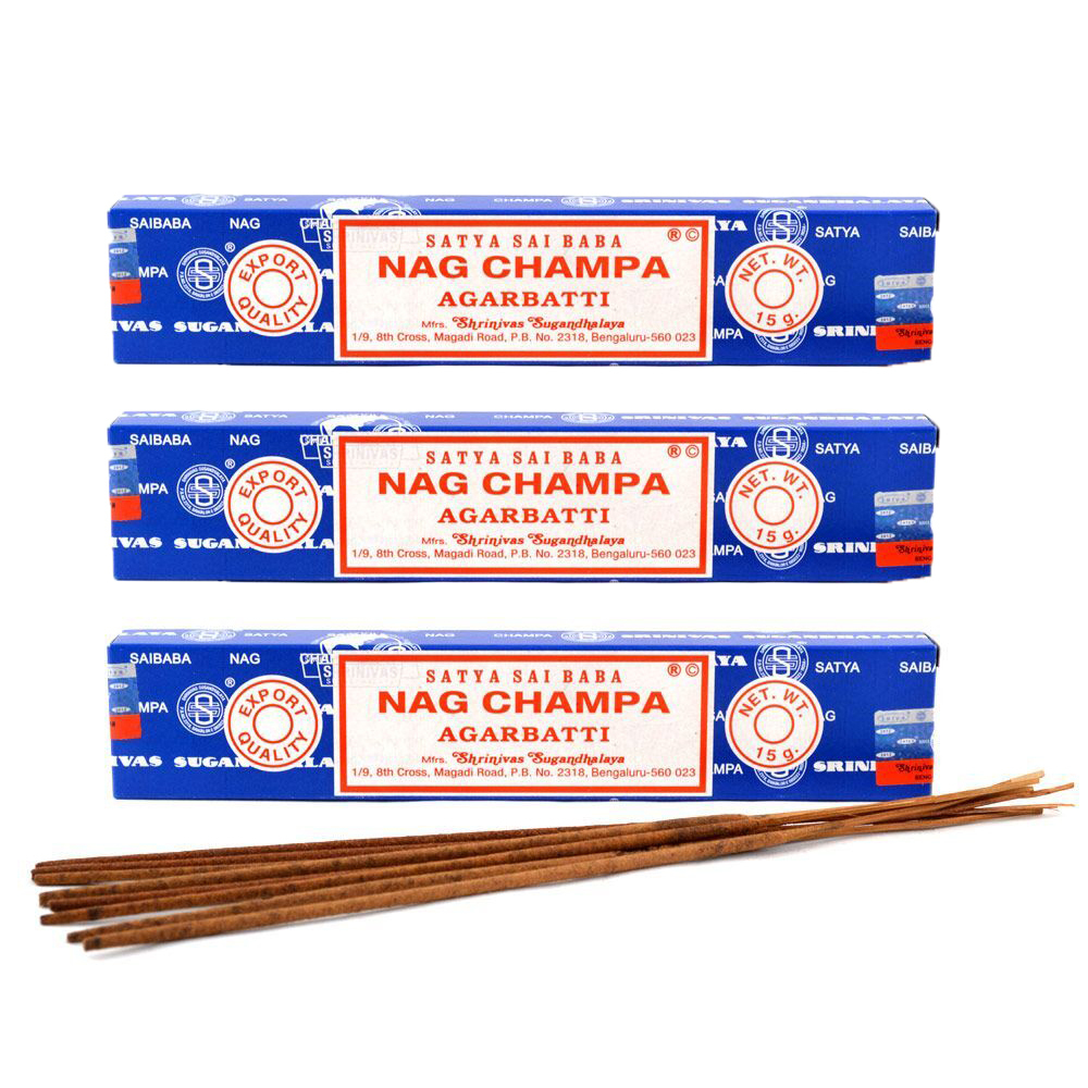 3 упаковки. Ароматические палочки - благовония SATYA Nag Champa / Сатья Наг Чампа, 15гр x 3