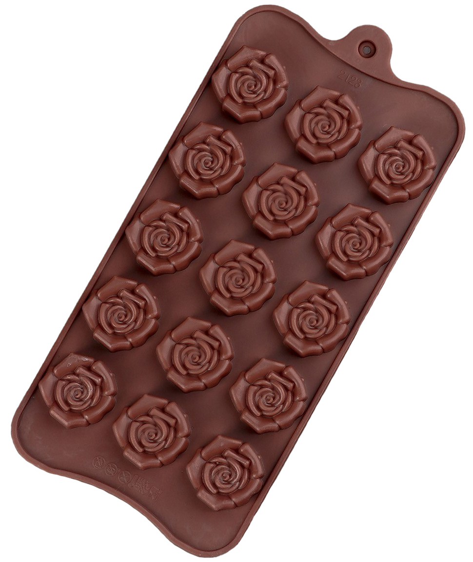 Формы для заливки шоколада. Форма силиконовая для шоколада Silikomart розочки 15 шт. Форма для шоколада, 15 ячеек, "розочки".. Форма для шоколада, 15 ячеек, "розочки", 20,5х10,5х1,5 см. Форма силиконовая для шоколада вишня 15в1 1458.