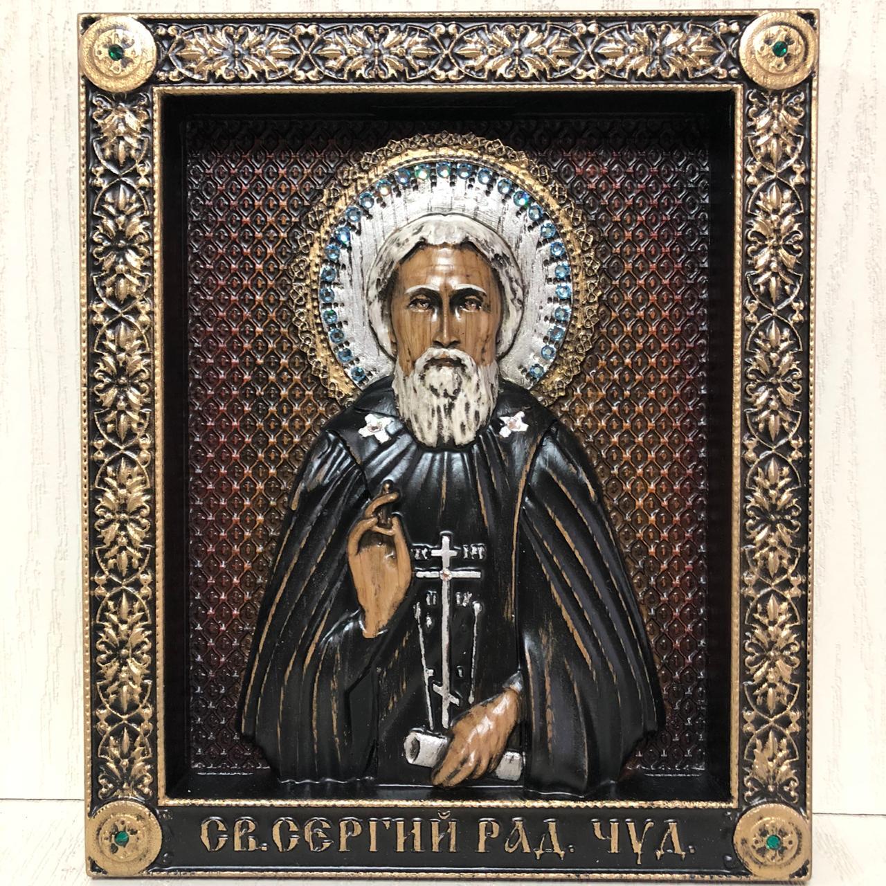 ИконаСергий(Сергей)Радонежский,резнаяиздерева