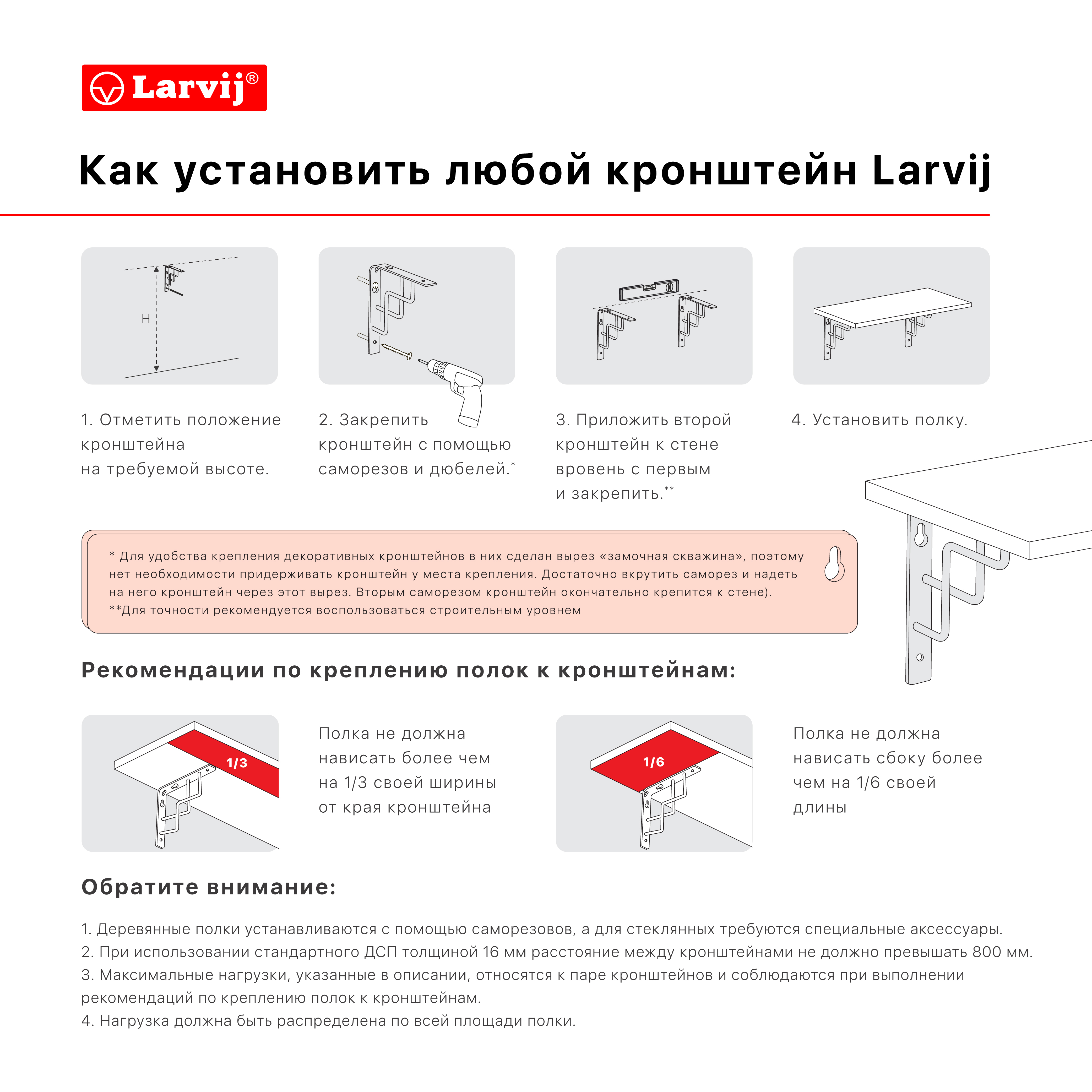 Кронштейн для полок Larvij