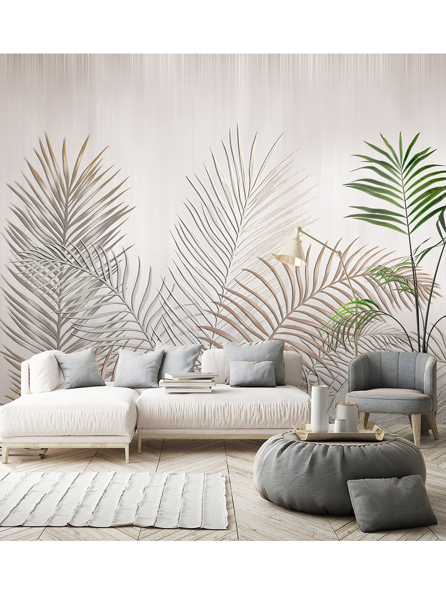 Фреска на стену листья пальмы