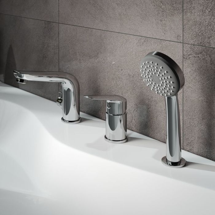 Фото товара на маркетплейсе ozon Смеситель IDDIS на борт ванны на 3 отверстия, с керамическим дивертором, Torr, TORSB30i07