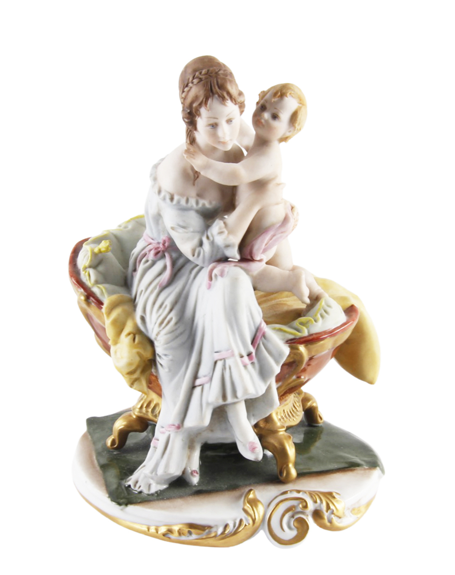 CAPODIMONTE. Винтажная статуэтка "Мать и дитя". Фарфор, ручная роспись ...