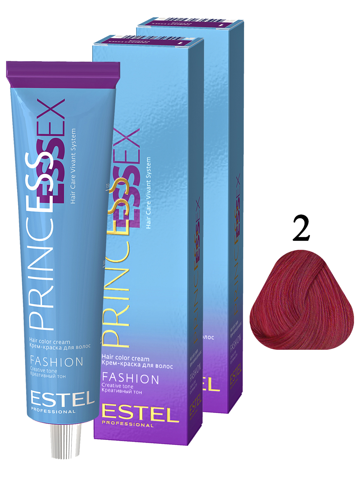 ESTEL PROFESSIONAL Крем-краска PRINCESS ESSEX FASHION для окрашивания волос 2 лиловый 60 мл - 2 шт - купить с доставкой по выгодным ценам в интернет-магазине OZON (155671454)