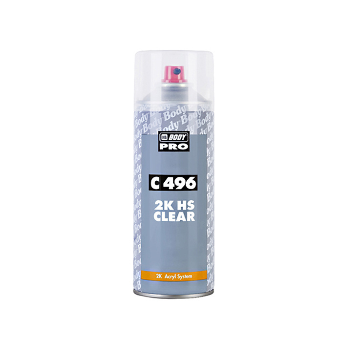 Лак автомобильный 2К акриловый глянцевый 400 мл, аэрозольный / Body 496 HS CLEAR COAT / прозрачный лак, автомобильный аэрозоль