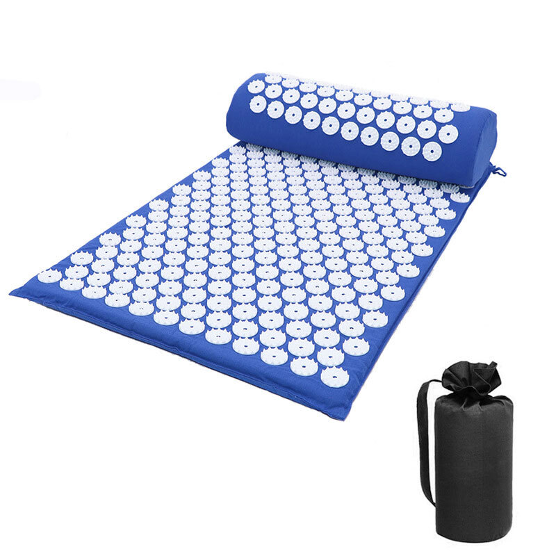 Коврик для массажа спины. Акупунктурный массажный коврик Acupressure mat. Акупунктурный массажный комплект из коврика и валика Acupressure mat.