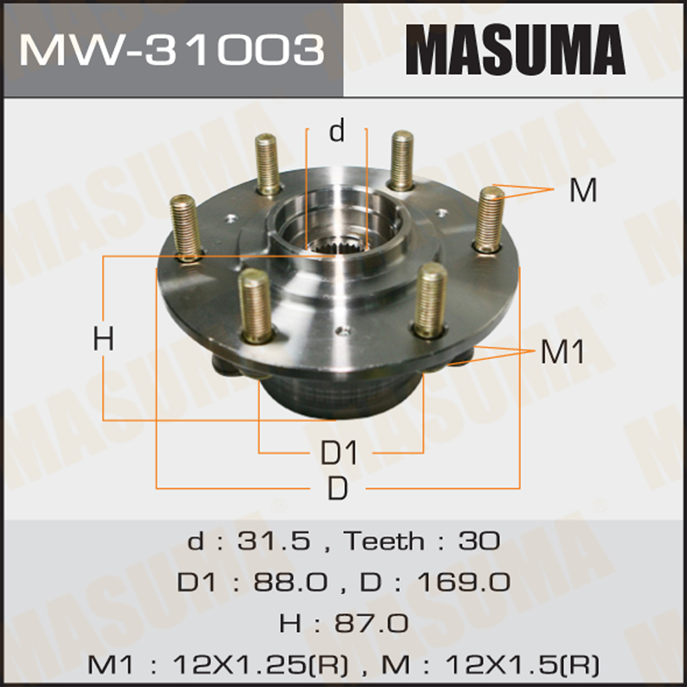 Ступица Mitsubishi L200 07-, Pajero Sport 09- передняя MASUMA MASUMA MW-31003