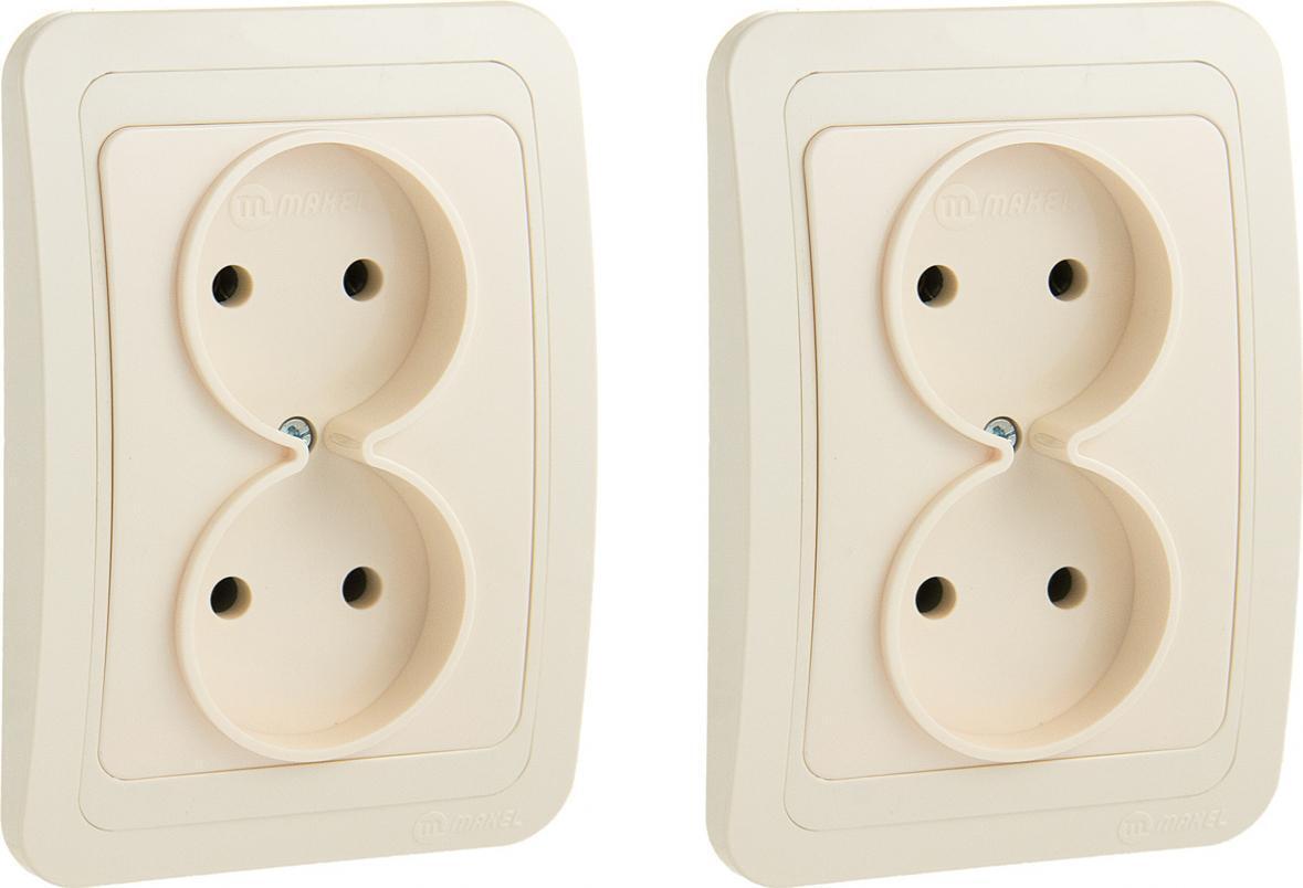 Розетка Makel Mimoza двойная кремовая (комплект из 2 шт) - купить по ...