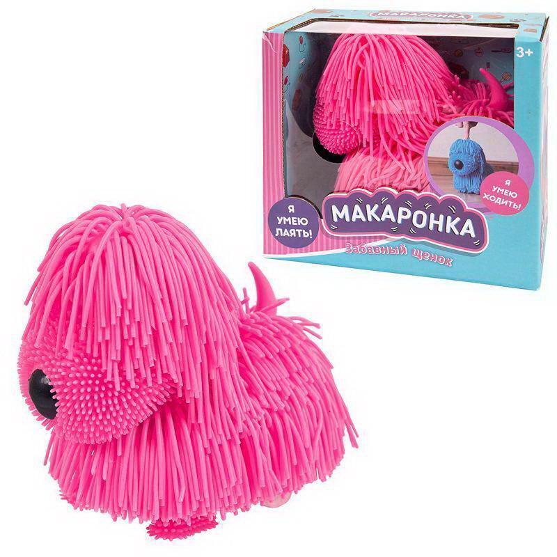 Интерактивная игрушка Макаронка Собака, розовая, ходит, звуковые и ...