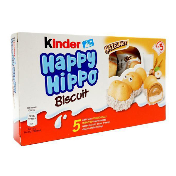 Шоколадно-молочное печенье Kinder Happy Hippo Hazelnut Киндер Хеппи ...