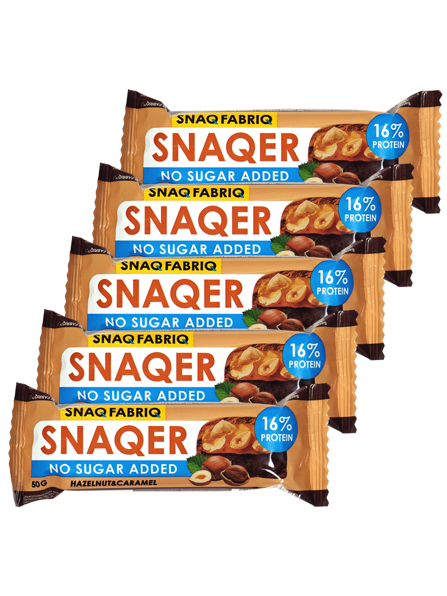 SNAQER Фундук-карамель / Батончик в шоколаде без сахара, 5х50г / Snaq ...