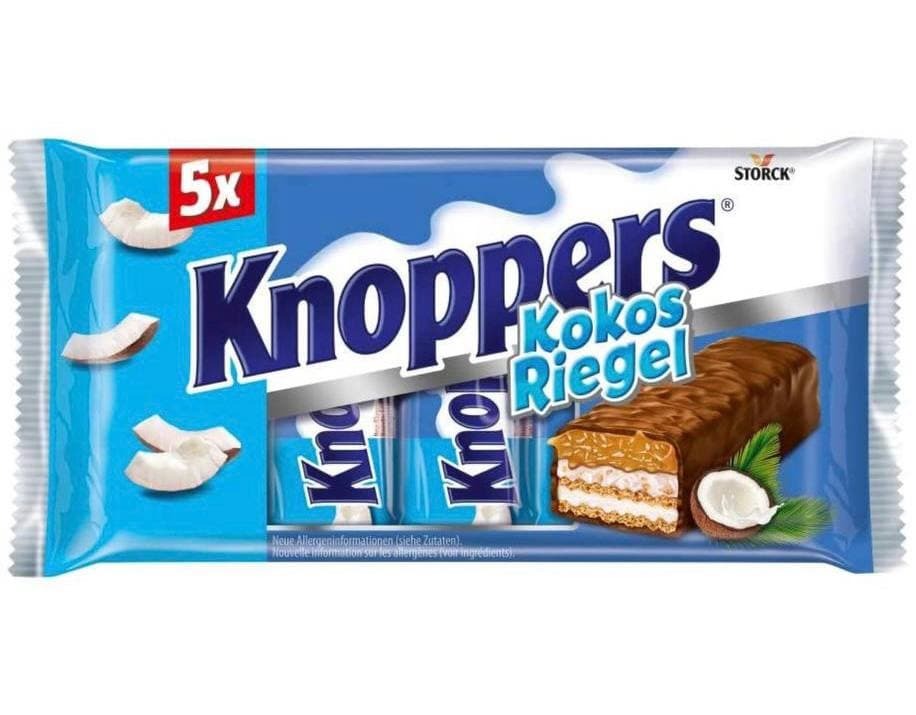 Шоколадный батончик,  Knoppers, Storck, кокосовый , в упаковке - 5шт 