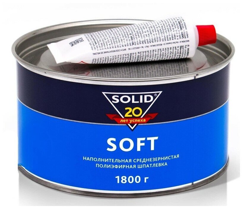 Наполнительная среднезернистая полиэфирная шпатлевка SOLID SOFT 1800 гр.