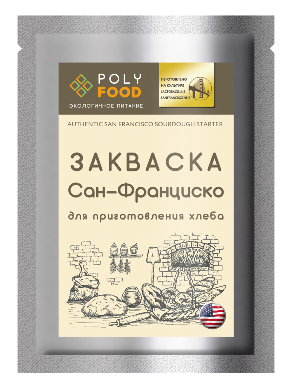 ЗакваскадлявыпечкихлебаPolyFoodСан-Франциско,1упаковка35гр