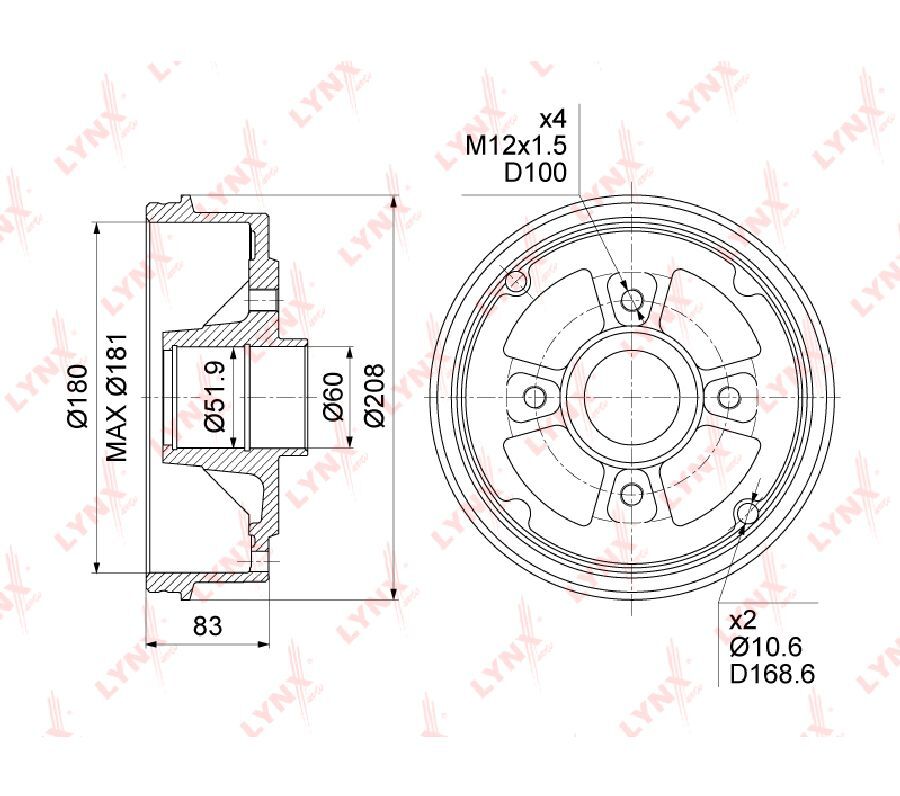 LYNXauto Барабан тормозной, арт. BM1033