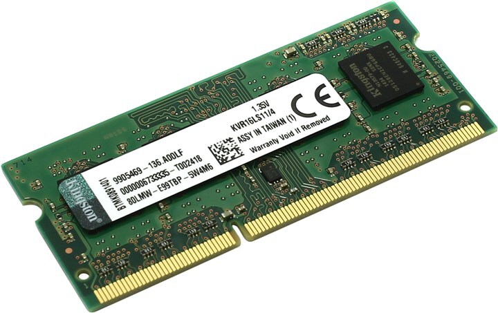 KingstonОперативнаяпамятьПамятьDDR3LSODIMM4Gb,1600MHz,CL11,1.35VValueRam(KVR16LS11/4WP)_341020озон1x4ГБ(KVR16LS11/4WP)