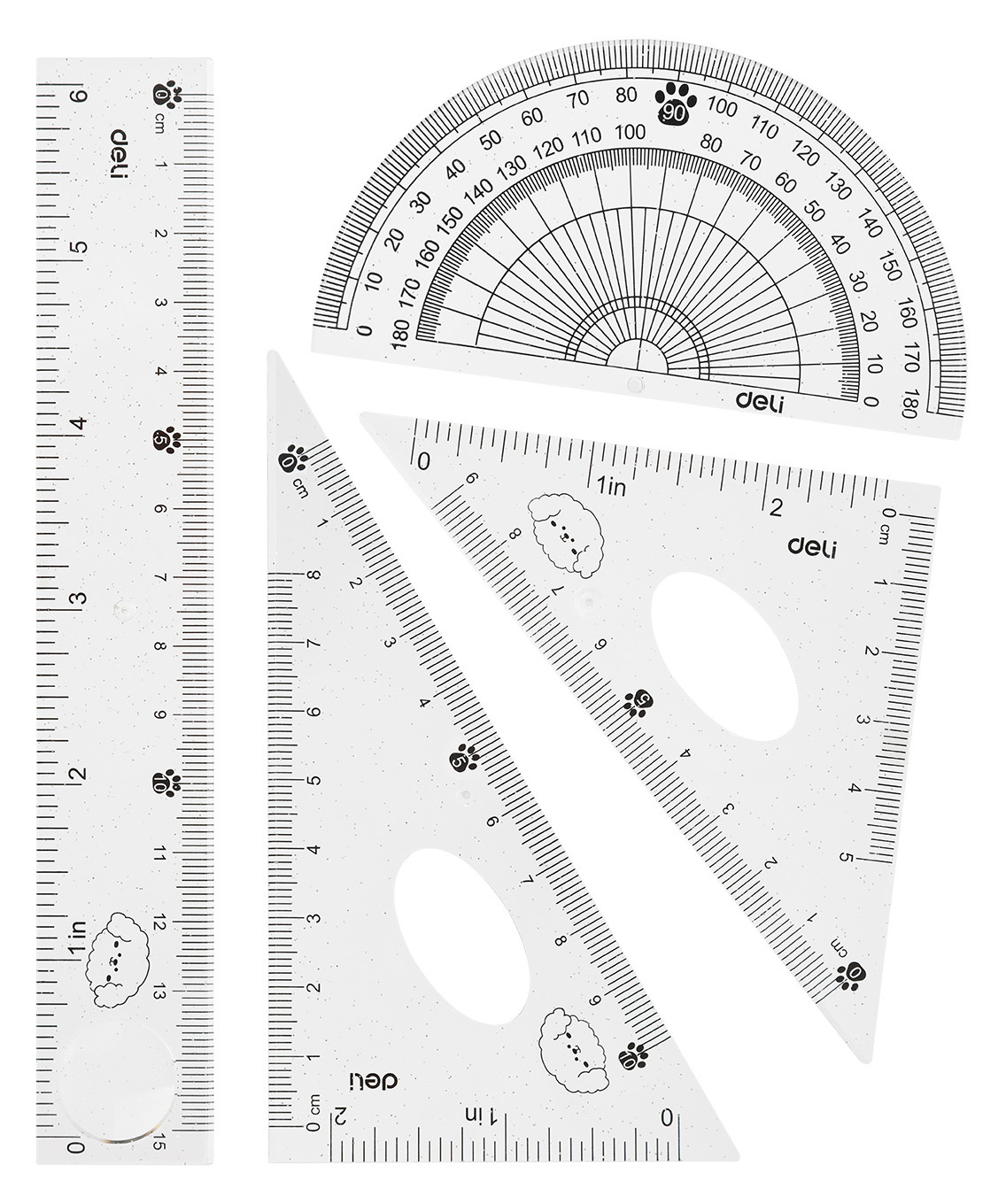 Наборчертежныйдляшколы,геометрииDeliMiYou,линейка15см,треугольник2шт.,транспортир