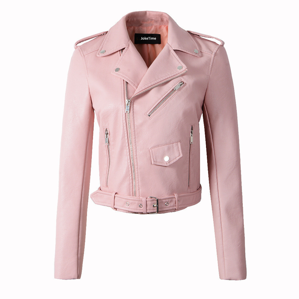 Розовая кожаная куртка женская