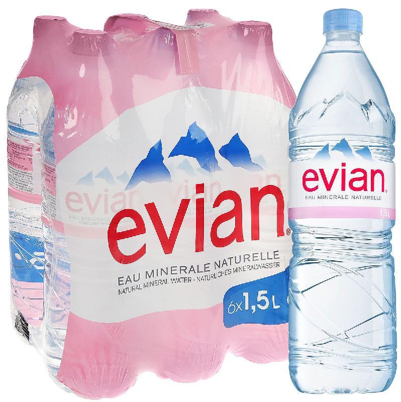 Минеральная вода Evian (Эвиан) питьевая 6 шт по 1,5 л пэт