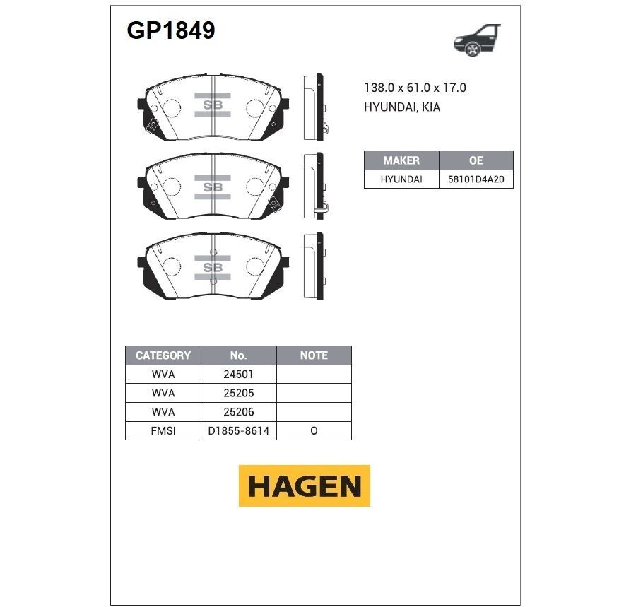 SangsinBrakeКолодкитормозные,арт.GP1849