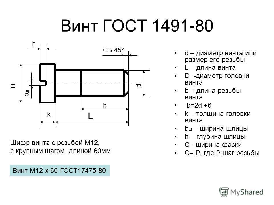 Винт с мелким шагом резьбы чертеж