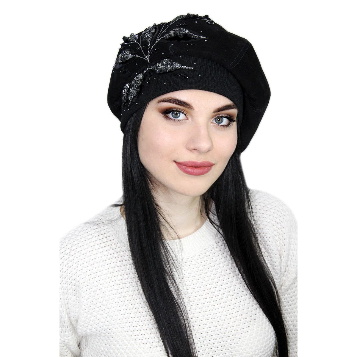 зимние меховые шапки. головной убор под шубку. берет с козырьком женский зелёный. шапка меховая. берет "левсия".