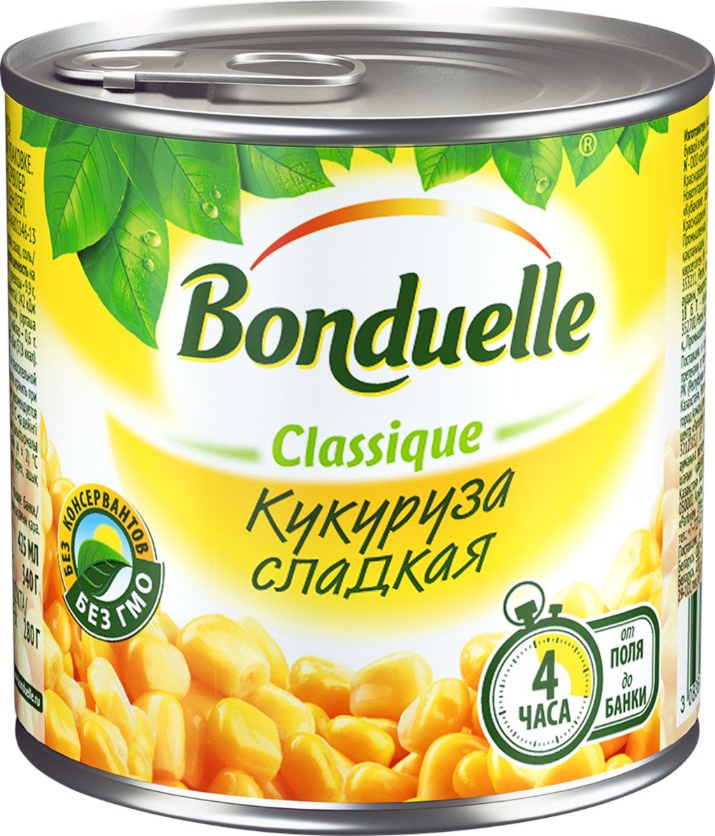 Кукуруза BONDUELLE Classique, сладкая, 5 шт. по 425мл