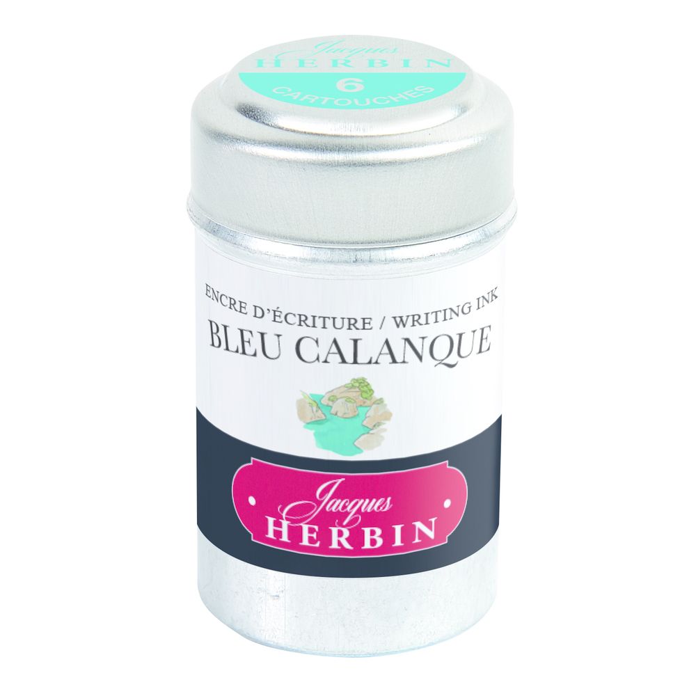 Картриджи для перьевой ручки Herbin, Bleu calanque Голубая яхта, 6 шт, международный формат, короткие (international short)