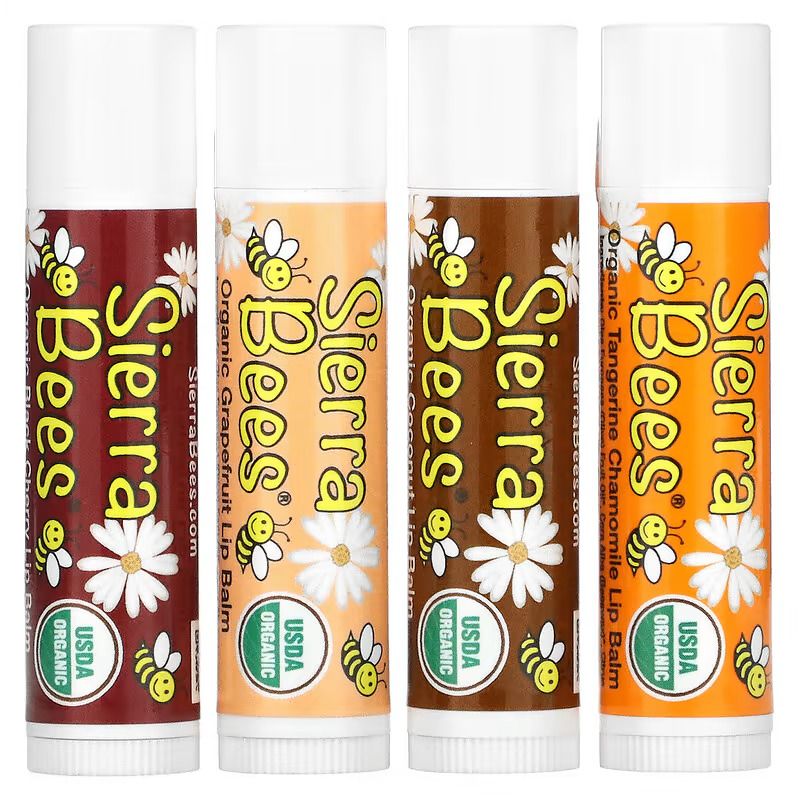 Бальзам для губ sierra bees. Sierra Bees бальзам для губ. Sierra Bees. Sierra Bees мята. Sierra Bees, набор органических бальзамов для губ, 4 штуки,.