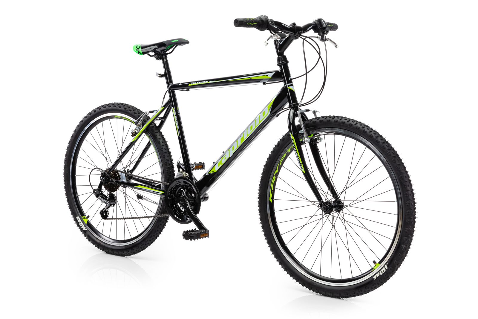 Велосипед CAPRIOLO MTB PASSION MAN (3 X 6), рама сталь 21'', колёса 26'' (чёрный - зелёный), нагрузка до 130кг