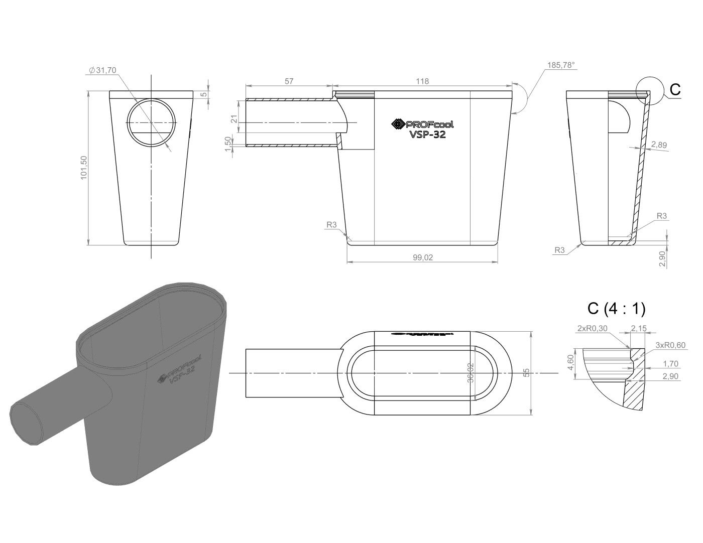 Капельная воронка PROFCOOL VSP-32 С двумя клапанами