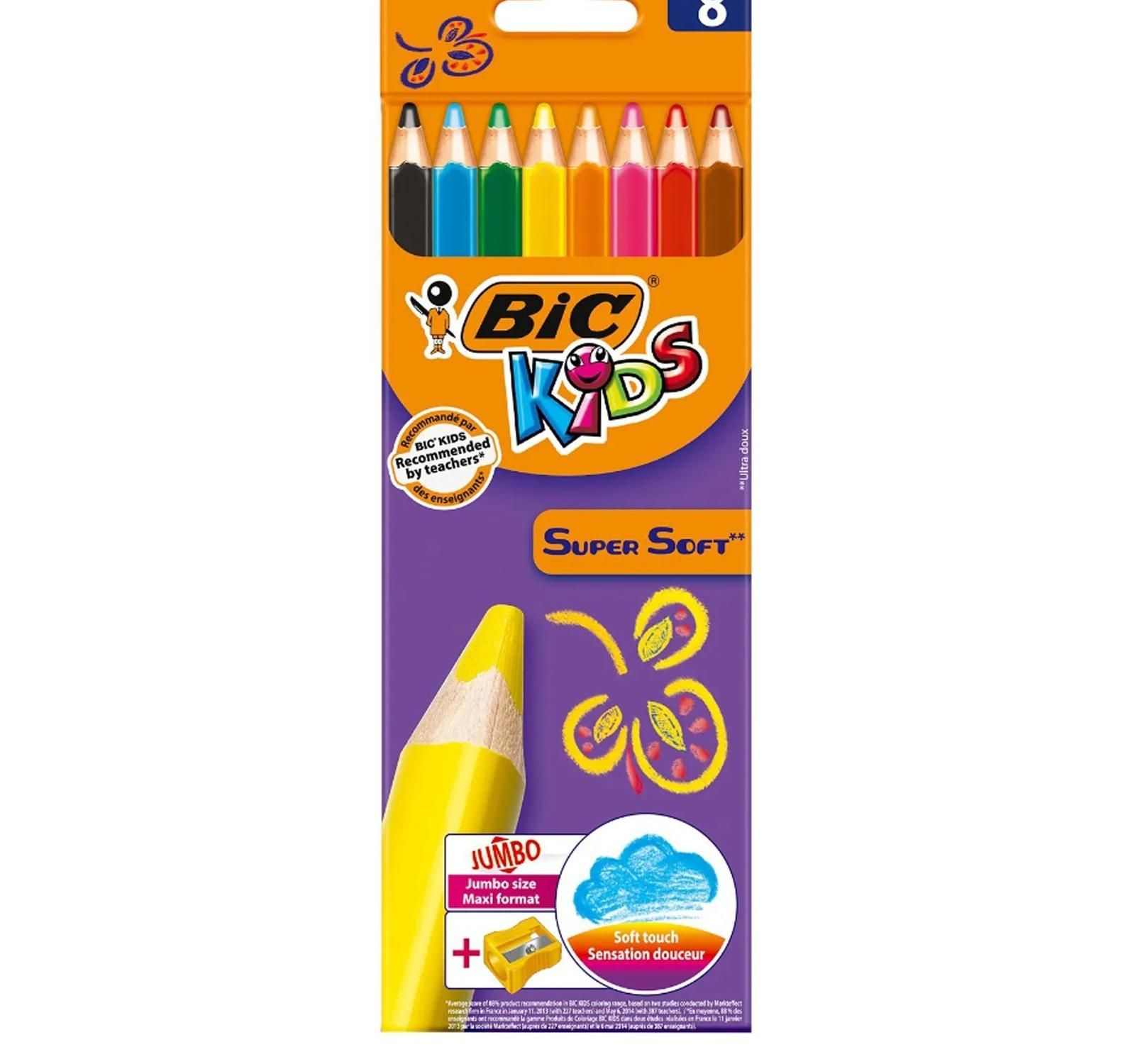 8 карандашей. Карандаши BIC Kids super Soft. Набор для рисования BIC Kids. Карандаши 12цв BIC Kids Tropicolors. Цветные карандаши BIC France в полосочку.