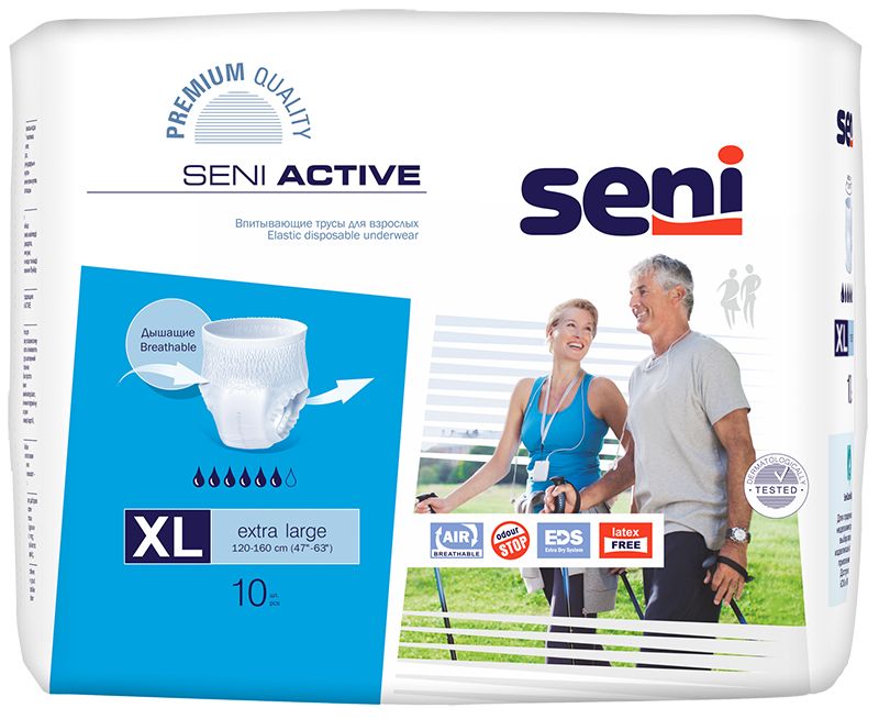 Seni Active, трусы впитывающие для взрослых (XL), 10 шт.